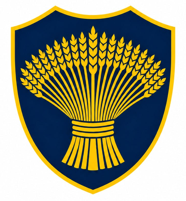 Gustav Global heraldic wheat shield emblem