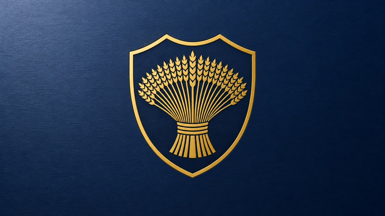 Gold Gustav Global crest on navy background